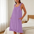thumbnail image 1 of Pounoo Sleep Dresses for Women Square Neck Sleeveless Ruffled Trim Loose Fit Nightgowns Comfortable Flowy Maxi Nightwear Gift, 1 of 9