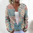 thumbnail image 1 of Pounoo Stripe Plaid Patchwork Print Cardigan Sweaters for Women Boho Button Down Cardigans Long Sleeve Fall Winter Coat, 1 of 3