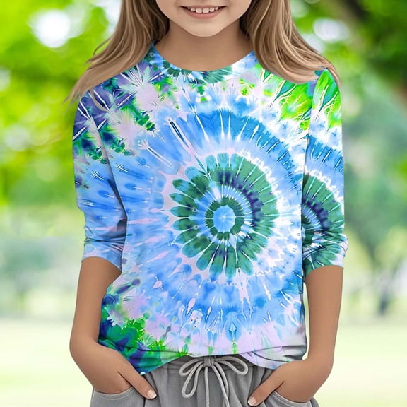 Pounoo Sweaters for Girls and Boys Girls Casual 3/4 Sleeve T Shirts Kids Crewneck Tops Fashi on Tees 5-14 Years Sweatshirts for Kids