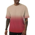 thumbnail image 1 of Pounoo T Shirts for Men Round Neck Short Sleeve Ombre Color Placket Mens Shirts Loose Fit Weekend Trendy Light Mens Sport Tops, 1 of 7