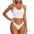 thumbnail image 1 of Pounoo Tank Tops for Women Halter Neck with Built-in Pads Stretchy Rib Knit Casual Loose Fit Cozy Activewear Tops Gift, 1 of 6