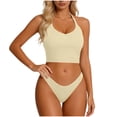 thumbnail image 1 of Pounoo Tank Tops for Women Halter Neck with Built-in Pads Stretchy Rib Knit Casual Loose Fit Cozy Activewear Tops Gift, 1 of 6