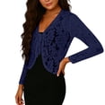 thumbnail image 1 of Pounoo Tie Front Cover Ups Long Sleeve Sheer Floral Cropped Open Front Casual Outings Dress Toppers Gift, 1 of 7