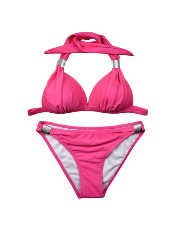 Two Piece Swimsuit for Women Halter Triangle Contrast Trim Bikini Sets Stretchy Comfortable Beach Pool Outfits Gift