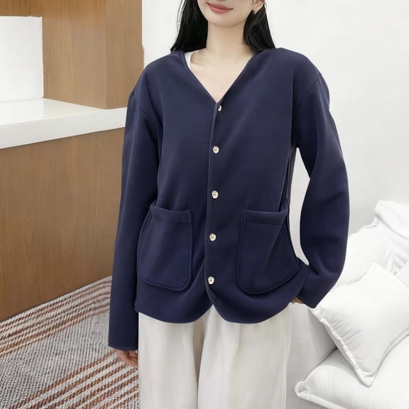 Pounoo V Neck Button Down Cardigan Sweaters for Women Casual Long Sleeve Knit Solid Sweater Fall Fashion Must Haves Gift