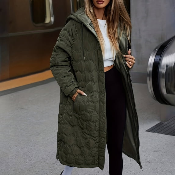 Pounoo Winter Coats for Women Fall Zip Up Quilted Jacket Trendy Hooded Puffer Windproof Warm Jackets Lightweight Outwear with Pocket Gift