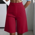 thumbnail image 1 of Pounoo Women's Bermuda Shorts High Waist Straight Leg with Front Pleats Casual Office Work Wear Lightweight Breathable Comfortable Bottoms Gift, 1 of 8