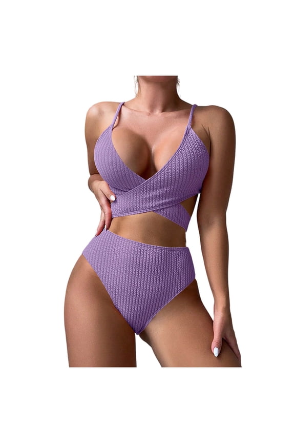 Women's Bikini Sets Crisscross Wrap Two Piece Swimsuits Seaside Vacation Stretchy Quick Dry Breathable Swimwear Gift