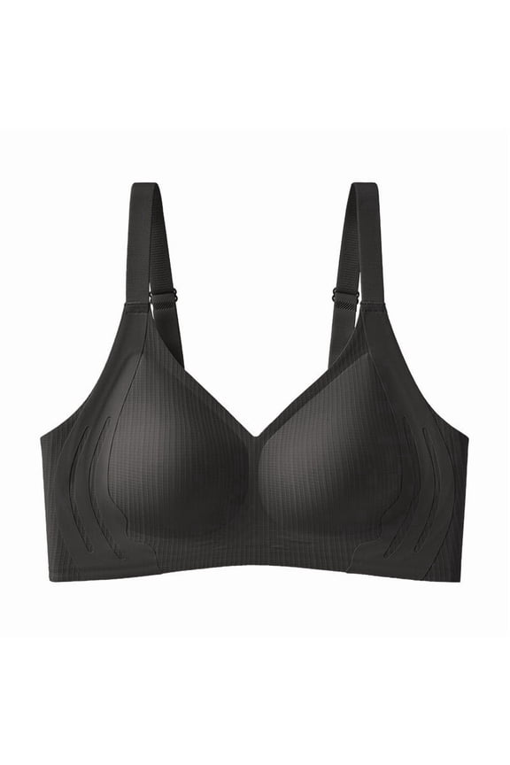Women's Bralettes Seamless Ribbed Wirefree Push Up Solid Intimates Daily Wear Soft Stretchy Supportive Lounge Bras Gift