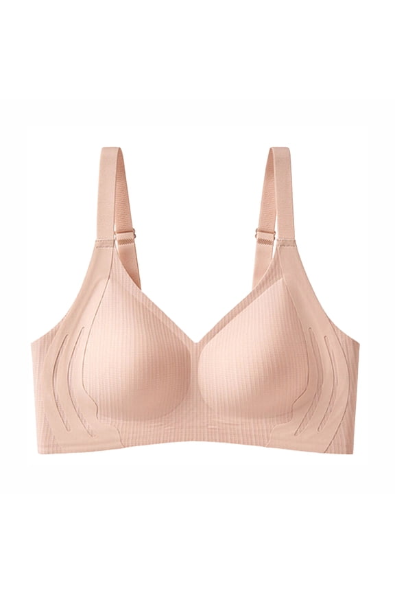 Women's Bralettes Seamless Ribbed Wirefree Push Up Solid Intimates Daily Wear Soft Stretchy Supportive Lounge Bras Gift
