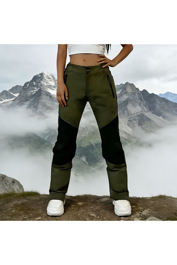 Women's Cargo Pants Two Tone Patchwork Utility Pants Outdoor Activities Lightweight Soft Fabric Zip Pocket Pants Gift