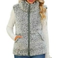 thumbnail image 1 of Pounoo Women's Fleece Fuzzy Vest Stand Collar Zip up Sleeveless Outerwear Winter Lightweight Casual Waistcoat with Pocket Gift, 1 of 9