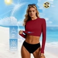 thumbnail image 1 of Pounoo Women's Rash Guards Long Sleeve Crop Top Swimsuit Quick Dry Stretchy UV Protection Surfing Swimwear Tops for Beach Pool Vacation Gift, 1 of 6