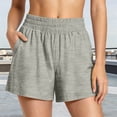 thumbnail image 1 of Pounoo Women's Shorts Elastic Waist Solid Color Casual Loungewear Bottoms Summer Home Style Lightweight Relaxed Fit Gift, 1 of 8