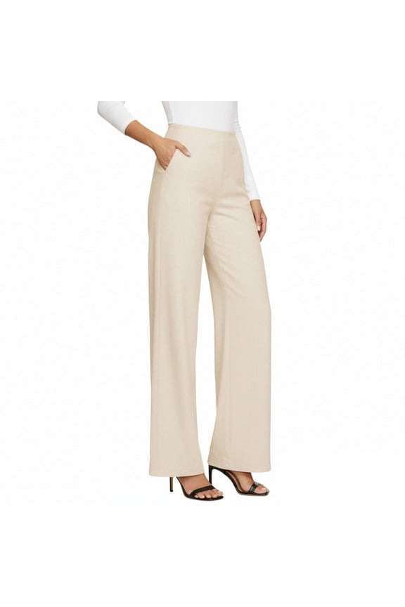 Women's Wide Leg Pants High Waist Solid Color Straight Leg Pants Urban Vintage Style Lightweight Breathable Loose-Fit Trousers Gift