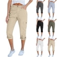 thumbnail image 1 of Pounoo Womens Capris with Pockets Loose Fit Casual Capri Pants Dressy Lightweight Ladies Baggy Cargo Pants for Hiking, 1 of 9