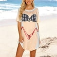 thumbnail image 1 of Pounoo Womens Cover Ups Swimwear Print Short Sleeve Relaxed Fit Lightweight Comfy Tees Casual Street Style Tops Summer Wear Gift, 1 of 6