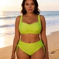 thumbnail image 1 of Pounoo Womens High Waisted Bikini Sets Plus Size Wide Strap Twist Front Tops High Waisted Bottoms Two Piece Tummy Control Breathable Swimwear Gift, 1 of 4