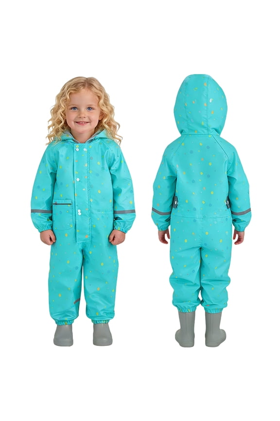 Womens Jumpsuits Cute Print Hooded Waterproof Reflective Stripe Outdoor Play Style (Not for Adults) Gift