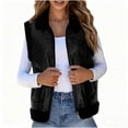 thumbnail image 1 of Pounoo Womens Leather Cropped Puffer Vest Winter Faux Leather Zip Up Sleeveless Jacket Winter Warm Thick Sleeveless Waistcoat Gift, 1 of 7