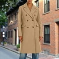 thumbnail image 1 of Pounoo Womens Long Lapel Double Breasted Wool Coat Trench Coat Casual Loose Fit Jackets with Pockets Fall Winter Clothes Gift, 1 of 6