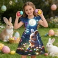 thumbnail image 1 of Pounoo Womens Maxi Dresses Bunny Print Ruffle Sleeve Loose Fit Lightweight Pullovers Cute Summer Style (For Small Wearers) Gift, 1 of 9