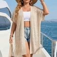 thumbnail image 1 of Pounoo Womens Open Front Cardigans Short Sleeve Knit Cover Ups Loose Fit Beach Kimonos Casual Summer Outerwear Gift, 1 of 5