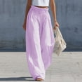 thumbnail image 1 of Pounoo Womens Palazzo Pants Elastic Waist Vertical Stripe Wide Leg Pants Striped Print Womens Summer Pants Loose Fit Summer Outings Lightweight Womens Summer Pants, 1 of 5