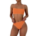 thumbnail image 1 of Pounoo Womens Ribbed Bikini Sets Bandeau Neck Thin Strap Tops Bottoms Two Piece Slim Fit Stretchy Breathable Swimsuits Bathing Suits Beach Wear Gift, 1 of 8