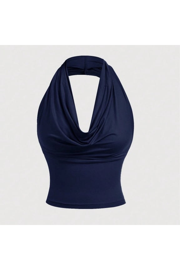 Womens Ruched Front Tops Sleeveless Cowl Neck Slim Fit Party Nights Date Night Blouses Camis Tunics Gift