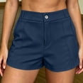 thumbnail image 1 of Pounoo Womens Shorts High Waist Button Fly Pleated Straight Leg Plain Womens Dress Shorts Regular Fit Office Commute Wrinkle Resistant Womens Work Shorts, 1 of 9