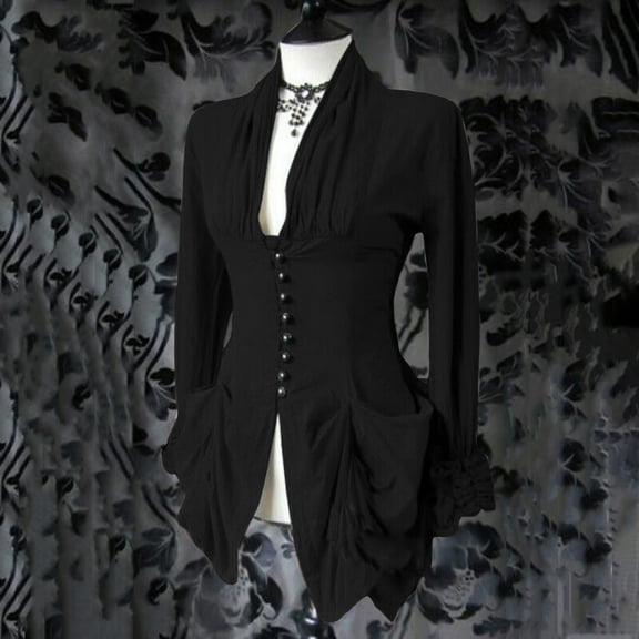 Pounoo Womens Tops Dressy Vintage Renaissance Victorian Blouse Medieval Pirate Lotus Ruffled Long Sleeve Shirt Peasant Tops