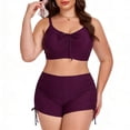 thumbnail image 1 of Pounoo Womens Two Piece Swimsuits Drawstring Ruched Tops High Waisted Shorts Two Piece Tummy Control Breathable Swimwear Bathing Suits Beach Wear Gift, 1 of 5