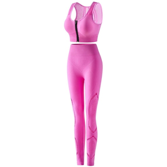 Pounoo Womens Workout Sets Zipper Front Sports Bras High Waist Leggings Breathable Gym Tracksuits Active Wear Gift