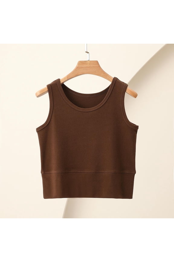 WomensTops Sleeveless Crewneck Solid Color Cropped Ribbed Hem Gym Workout Casual Outings Camis Tanks Tops Gift