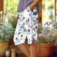 thumbnail image 1 of Pounoo Workout Shorts for Women Floral Print Side Split Button Detail Loose Fit Bottoms Beach Wear Breathable Slacks, 1 of 5