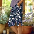 thumbnail image 1 of Pounoo Workout Shorts for Women Floral Print Side Split Button Detail Loose Fit Bottoms Beach Wear Breathable Slacks, 1 of 5
