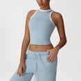 thumbnail image 1 of Pounoo Workout Tank Tops for Women Sleeveless High Neck Contrast Trim Cropped Yoga Training Casual Outings Tops Camis Blouses Gift, 1 of 7
