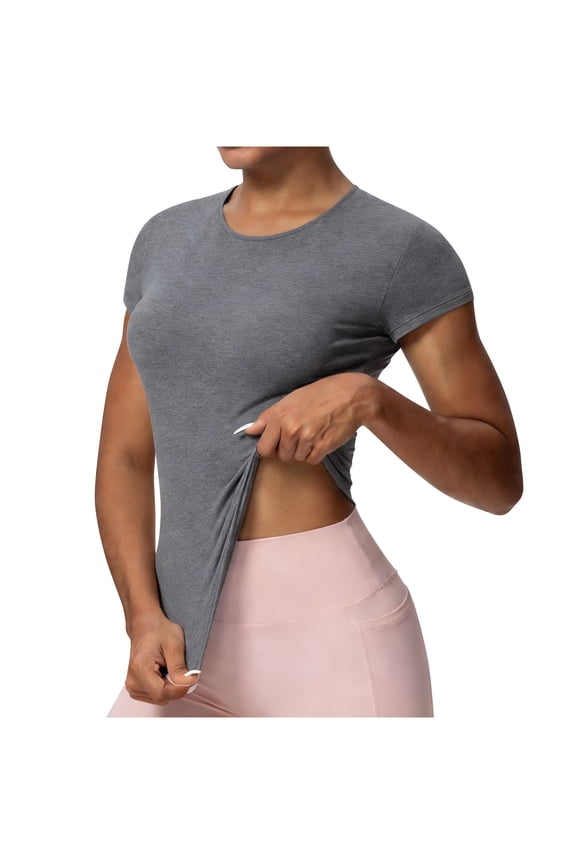 Workout Tops for Women Breathable Crew Neck Slim Fit Athletic Short Sleeve Shirts Yoga Running Casual Basic Tee Shirts Gift