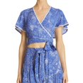 thumbnail image 1 of Poupette St Barth Womens Nola Crop Wrap Blouse, Blue, Small, 1 of 1