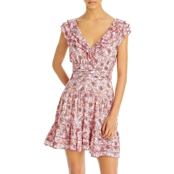 Poupette St Barth Womens Ruffle Mini Fit & Flare Dress