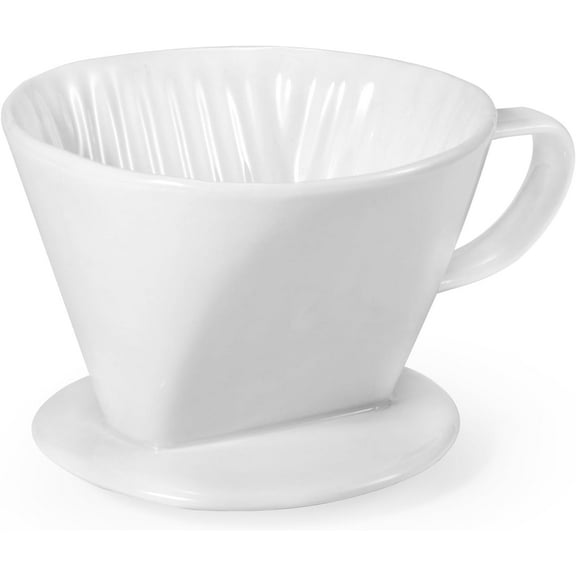 Pour Over Coffee Dripper, Ceramic Pour Over Coffee Maker with 3 Holes Flat Bottom, Easy Manual Brew Maker, Porcelain Slow Filter Cone for Travel, Camping, Office, Home, WH