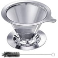 thumbnail image 1 of Pour Over Coffee Dripper, Paperless Reusable Coffee Filter, Pour Over Coffee Maker for Single Cup Brew, Double Mesh Design of Stainless Steel Cone Filter for Perfect Extraction (1-2 Cup), 1 of 6