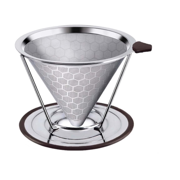 Pour Over Coffee Dripper, Reusable Stainless Pour Over Coffee Maker for (1-6Cup), Easy to Clean Paperless Pour Over Coffee Maker, Bracket type 1-6 people (honeycomb external network) (600 mesh)