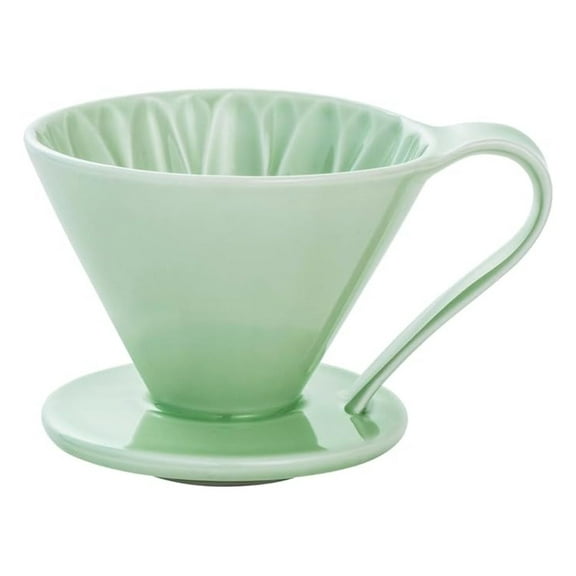 Pour Over Coffee Dripper by Sangyo: Porcelain Ceramic 1-to-4 Cup Brewer in 5 Beautiful Colors | Drip Coffee Maker for Filter CoffeeElegant Smart Design: Better Brewing (Green)