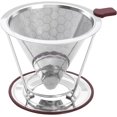 thumbnail image 1 of Pour Over Coffee Dripper Stainless Steel Filter Metal Cone Paperless Reusable Single Cup Maker 1-2 With Non-slip and Removable Stand, 1 of 4