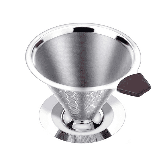 Pour over Coffee Filter Dripper Reusable Stainless Steel Drip Coffee Maker Cone Coffee Mesh Filters for 1-4 Cup