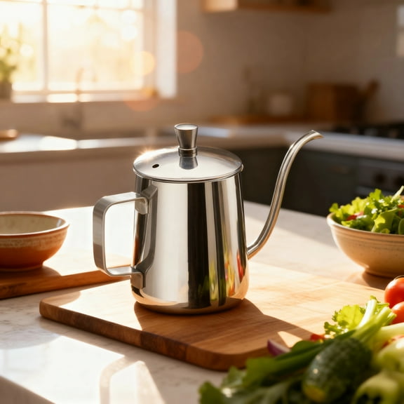 Stainless Steel Gooseneck Coffee Kettle, 350ml - Drip-Free Spout, Heat-Resistant Handle, Stovetop Safe for Home Kitchen