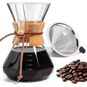 Pour Over Coffee Maker 20 OZ, 6 Cup Borosilicate Glass Drip Coffee Maker with Reusable Stainless Steel Filter and Cork Grip for Home Café 600 ML (Diamond Shape)