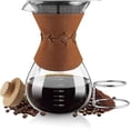 thumbnail image 1 of Pour Over Coffee Maker with Double-Layer Stainless Steel Filter, Pour Over Coffee Dripper with Leather Collar, Glass Coffee Carafe with Cork Lid for Hand Brewing, 1 of 4